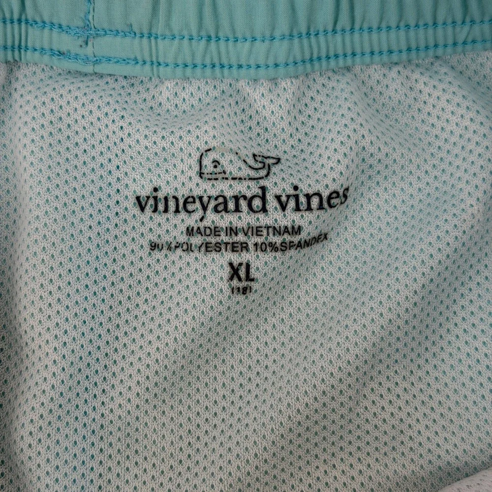 Vineyard Vines Swim Trunks Mens XL Blue Teal Striped Colorblock Board Shorts